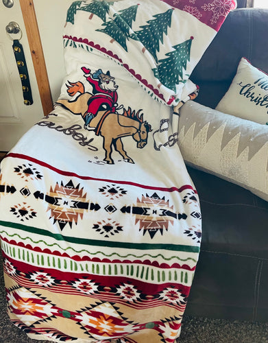 Christmas cowboy blanket