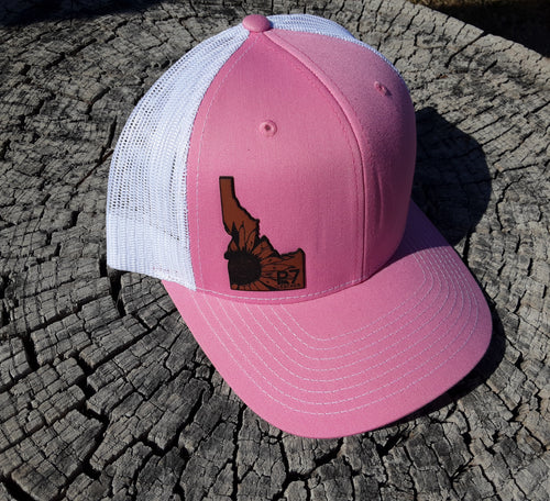 Pink and white hat